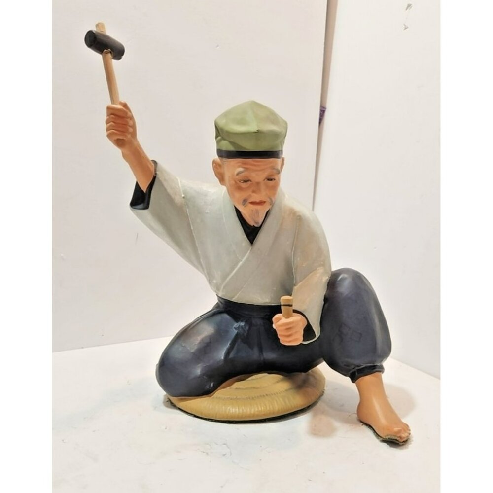 Vintage Rare Hakata Doll Urasaki Mimasu Japanese Figurine Man with Hammer